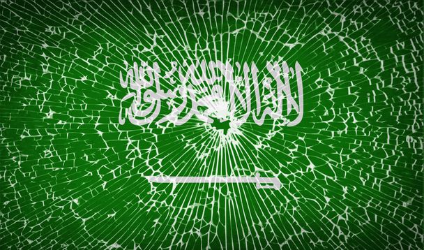 Zászlók Szaúd-Arábia törött üveg textúra. Vektor - Vektor, kép