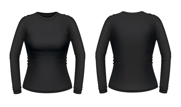 Black long sleeve female shirt - Vector, Image