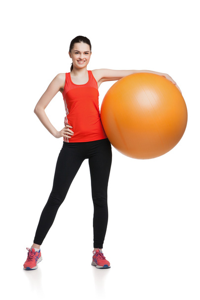 Beautiful sport woman doing  fitness exercise on ball  - Fotografie, Obrázek