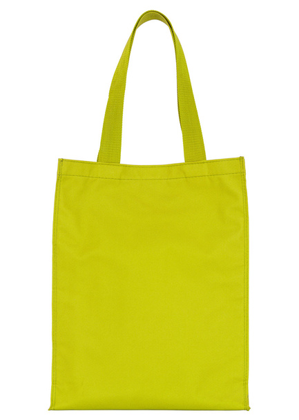 gele stof tas geïsoleerd op wit met uitknippad winkelen - Foto, afbeelding