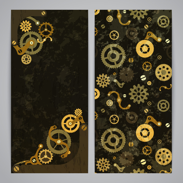 Flayer templates with steampunk decor - Vector, Image