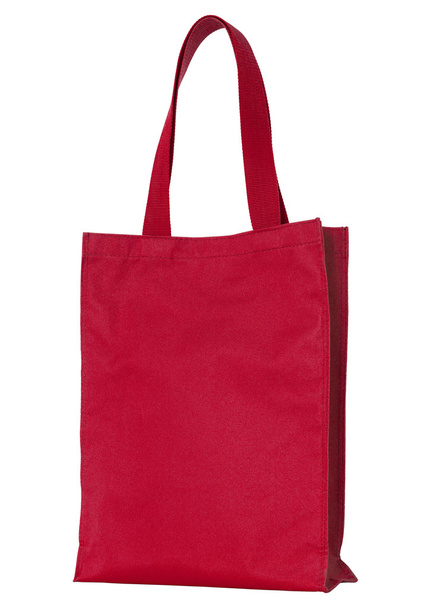 赤クリッピング パスと白で隔離の生地のバッグをショッピング - 写真・画像