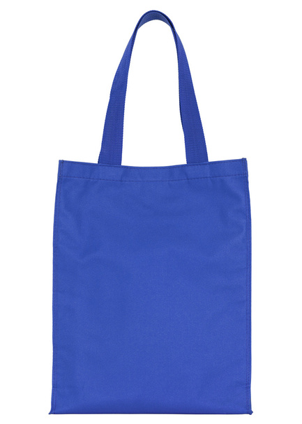 niebieski zakupy tkanina torba na białym tle biały ze ścieżką przycinającą - Zdjęcie, obraz