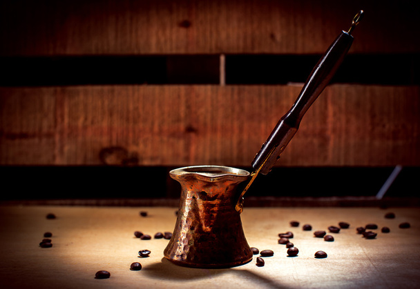 Turco e grãos de café
 - Foto, Imagem