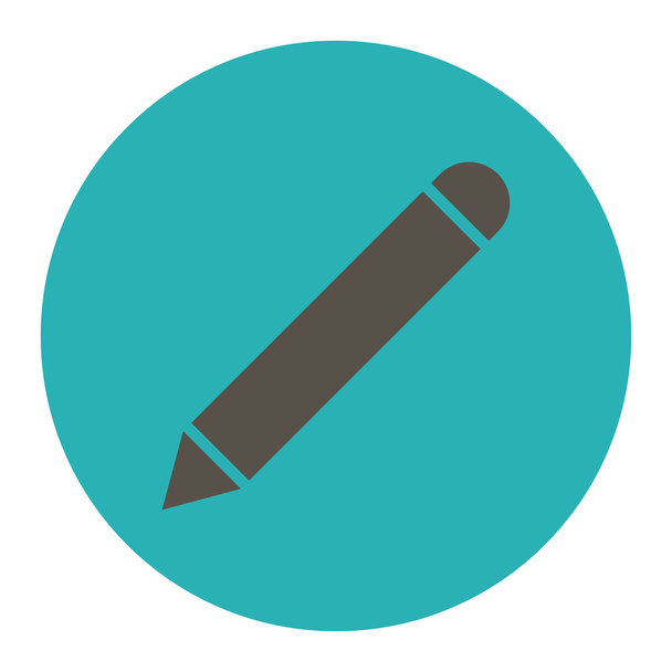 Pencil flat grey and cyan colors round button - Vector, afbeelding