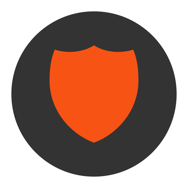 Shield flat orange and gray colors round button - Foto, Imagem