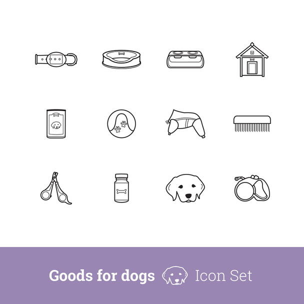 Goederen voor honden pictogrammenset - Vector, afbeelding
