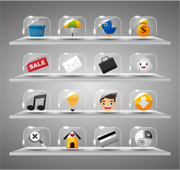 Website Internet Icons ,Transparent Glass Button - Vector, afbeelding