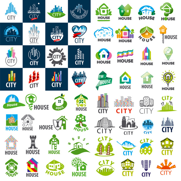 large set of vector logos homes and cities - Vector, Image