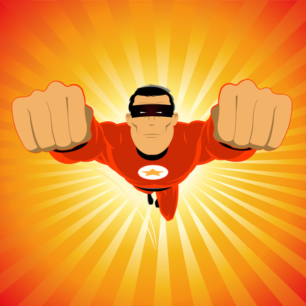 Comic-like Red Super-Hero - Vector, Image