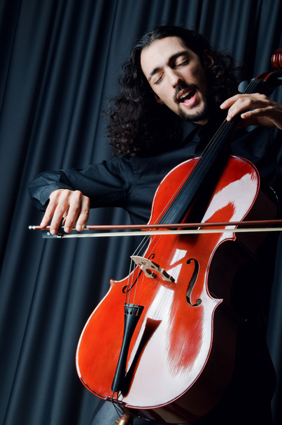 Jugador de violonchelo durante el rendimiento
 - Foto, imagen