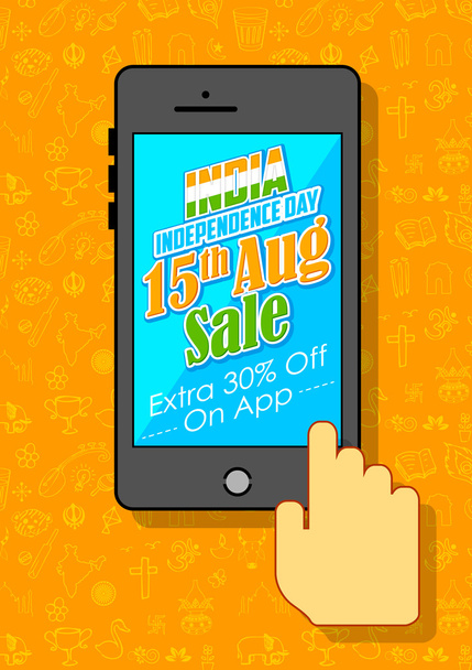 Продаж незалежності Індії на мобільний додаток - Вектор, зображення
