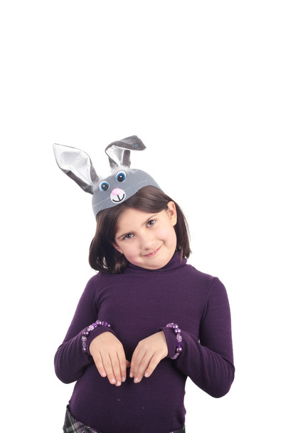 cute little girl in hare ears - 写真・画像