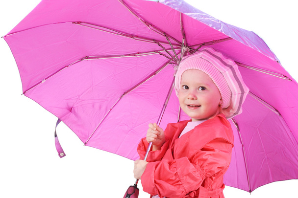 Little cute girl with umbrella - Fotoğraf, Görsel