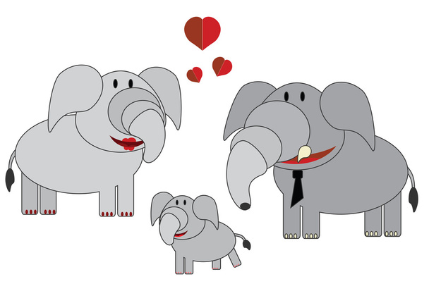 Familia de elefantes
 - Vector, Imagen
