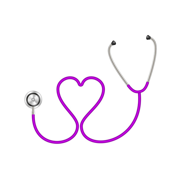 Stetoskop w kształcie serca w fioletowy projekt - Wektor, obraz