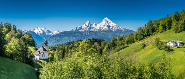 Idylické horské krajiny v Bavorských Alpách, Berchtesgadener Land, Německo - Fotografie, Obrázek