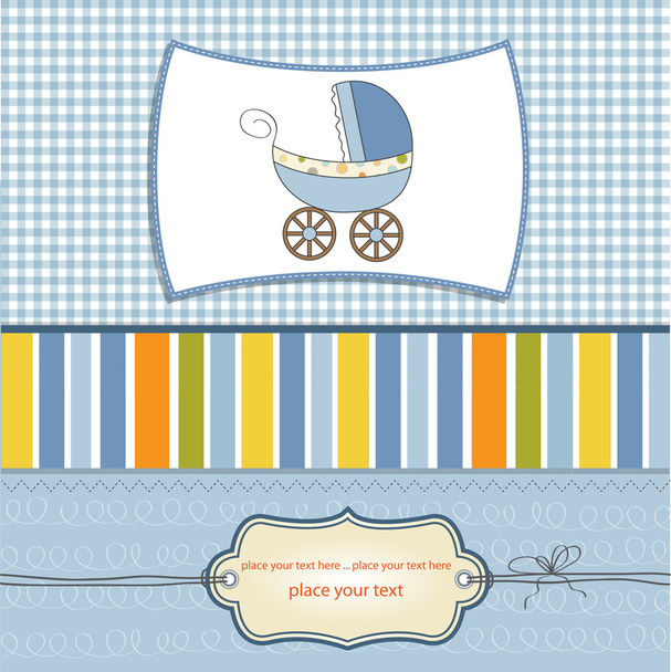Baby card with pram - Фото, зображення