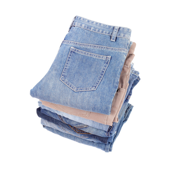 Several jeans on white - Photo, image