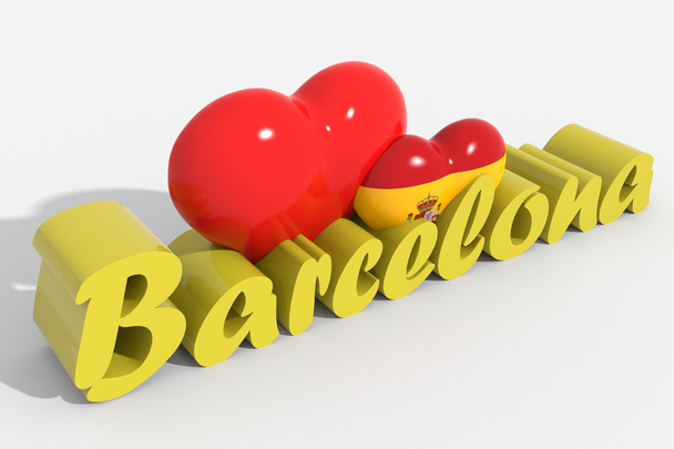Logo 3d hearts with text Barcelona - Photo, Image
