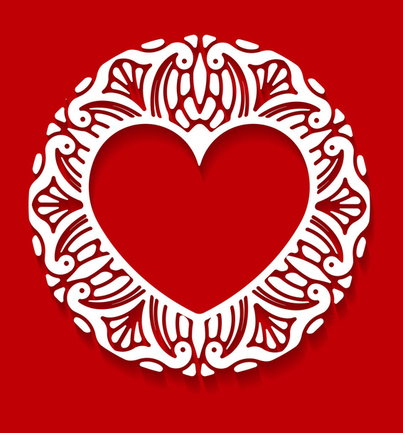 circle lace heart ornament - Wektor, obraz