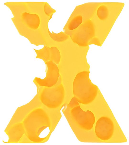 Cheeze font X letter isolated on white - Φωτογραφία, εικόνα