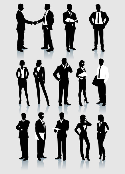 Hombres y mujeres de negocios Conjunto de siluetas vectoriales
 - Vector, Imagen