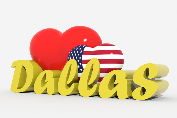 Логотип 3D сердца с текстом Даллас
 - Фото, изображение