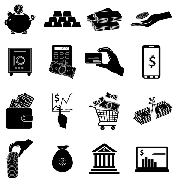 Business money icons set - Vector, Imagen