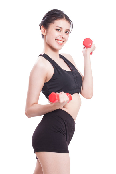 Sport woman doing exercise with lifting weights - Zdjęcie, obraz