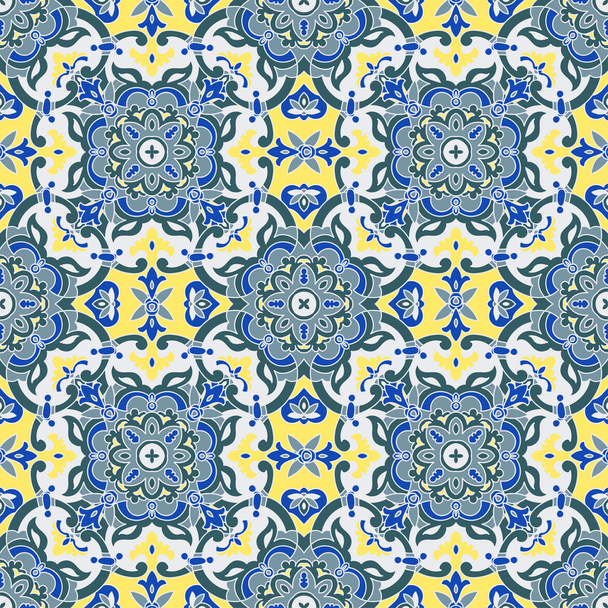Hand drawing tile color seamless parttern. Italian majolica style - ベクター画像