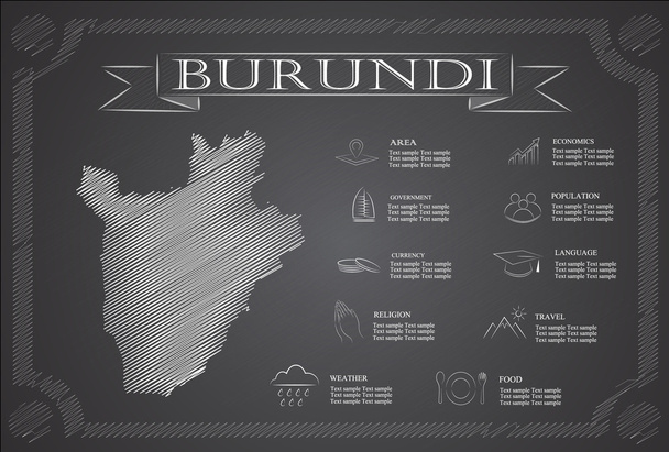 Burundi, Infografiken, statistische Daten, Sehenswürdigkeiten. - Vektor, Bild