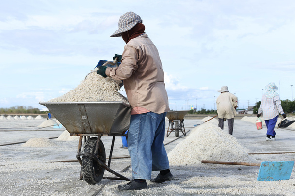 Άγνωστα άτομα που εργάζονται στο Salt παν - Φωτογραφία, εικόνα
