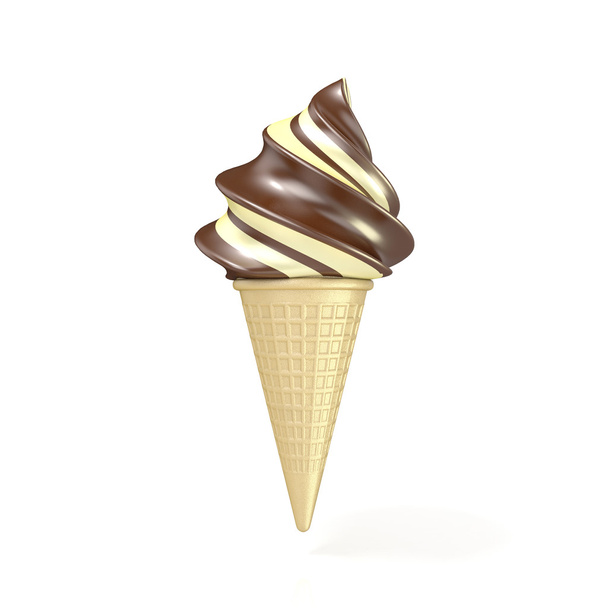 Soft serve chocolate and vanilla ice cream - Zdjęcie, obraz