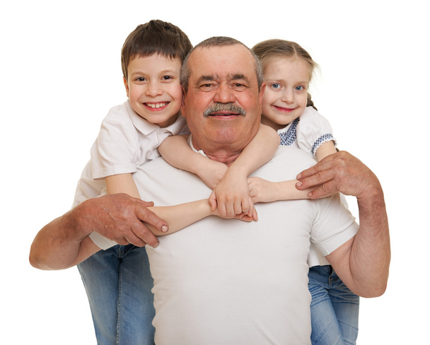 senior with children family portrait - Фото, изображение