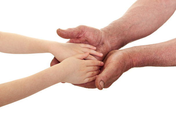 dziecko i Starzec ręce - Zdjęcie, obraz