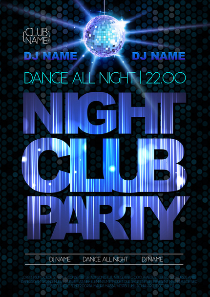 Disco background. Disco poster. Night club party - Vetor, Imagem