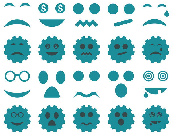 Tool, gear, smile, emotion icons - ベクター画像