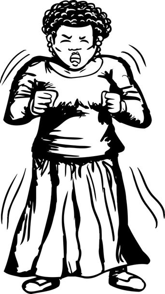Дрожащая женщина с сжатыми кулаками
 - Вектор,изображение