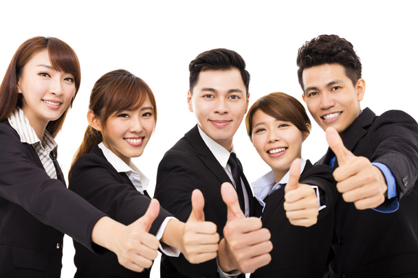 smiling business people with thumbs up - Photo, Image