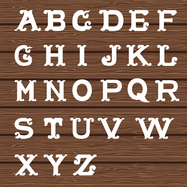 Vintage alphabet on wooden background - ベクター画像