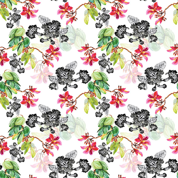 Floral seamless pattern on white - Foto, imagen