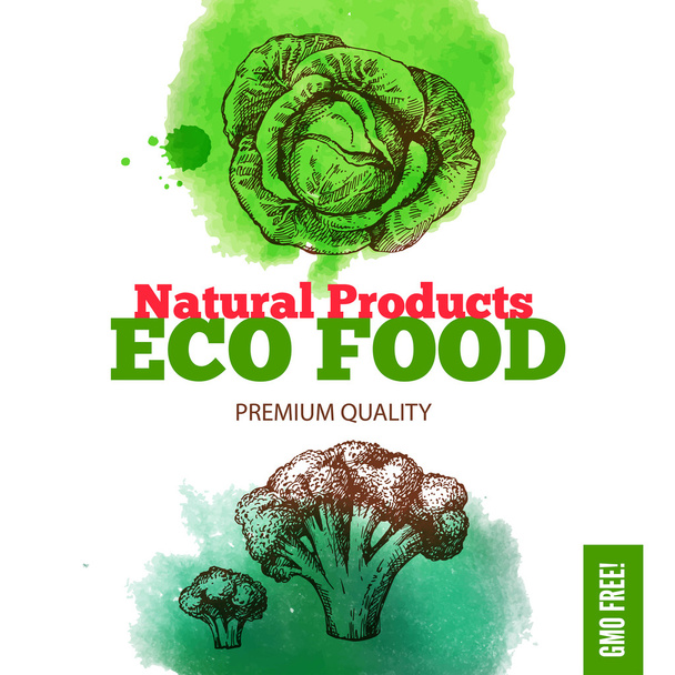 Eco voedsel menuachtergrond. - Vector, afbeelding