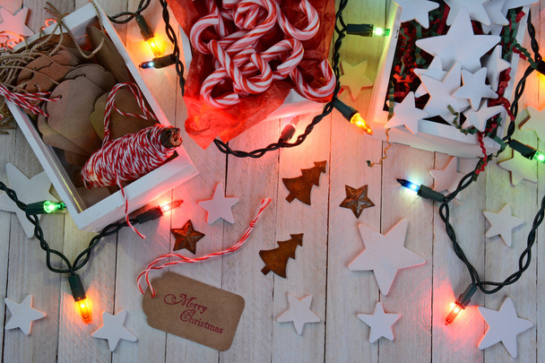 Christmas Wrapping Supplies and Lights - Фото, зображення