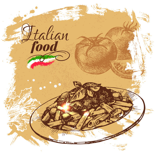 vázlat olasz élelmiszer-háttér. - Vektor, kép
