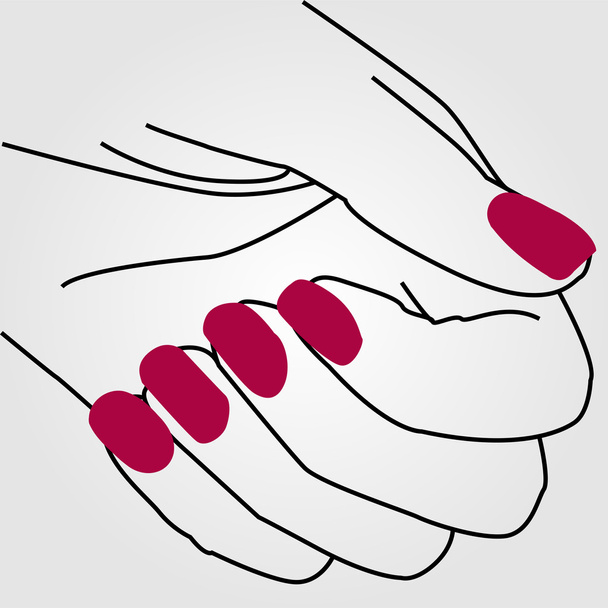 Руки женщины с раскрашенными ногтями - Вектор,изображение