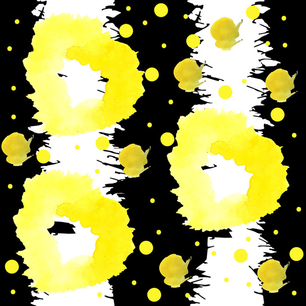nahtlose Muster mit abstrakten handgezeichneten Aquarellblumen vor schwarzem Grunge-Hintergrund - Vektor, Bild