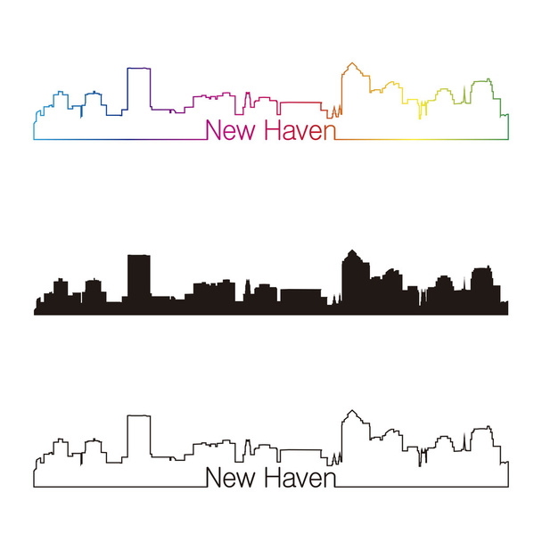 New Haven, Ct manzarası doğrusal stiliyle gökkuşağı - Vektör, Görsel