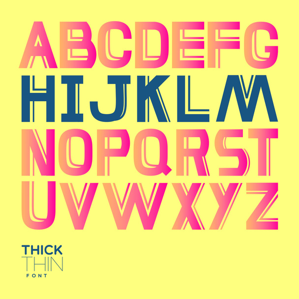 THICK THIN font - Vector, Image