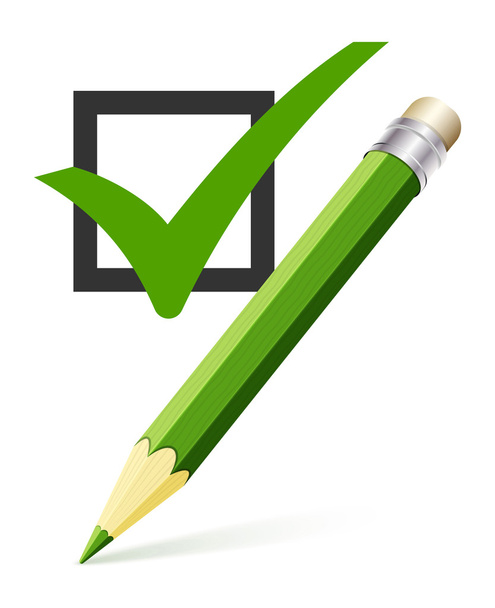 check mark with pencil - Vector, Image